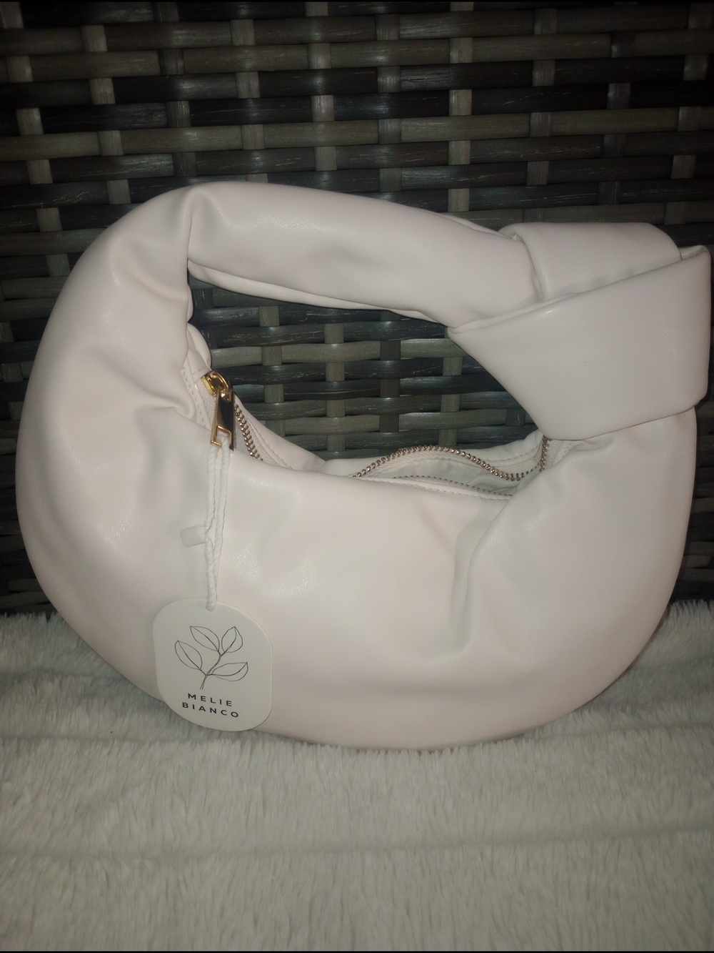 Melie Bianco Vegan Ivory Hobo Bag NWT